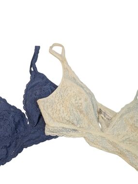 Wacoal Halo Lace Bra Bralette Lot of 2 Blue and Cream Size 40